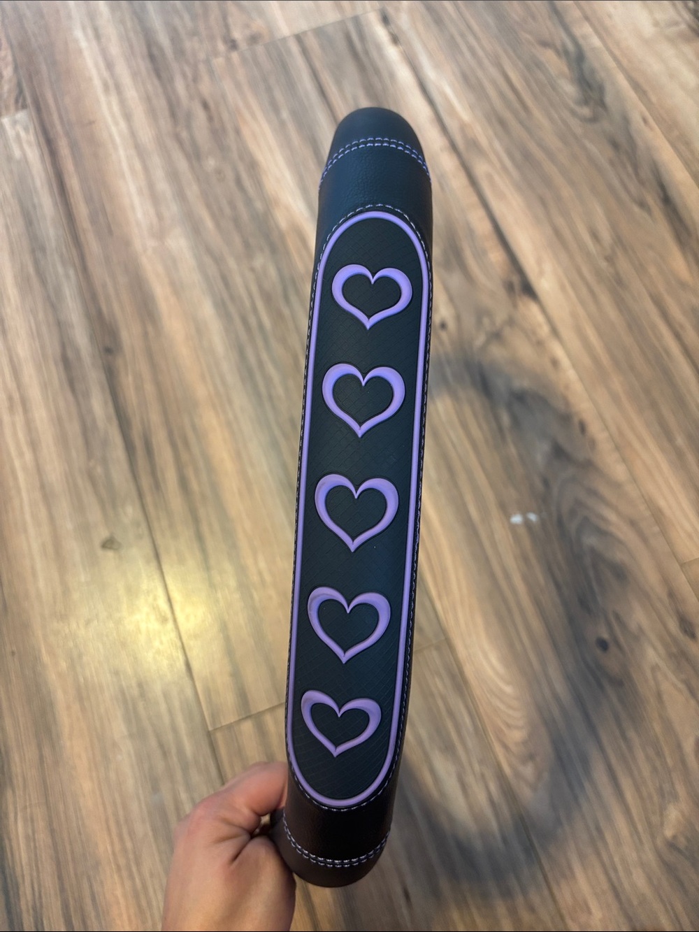 Black and Purple Heart-Accent Steering Wheel Cover